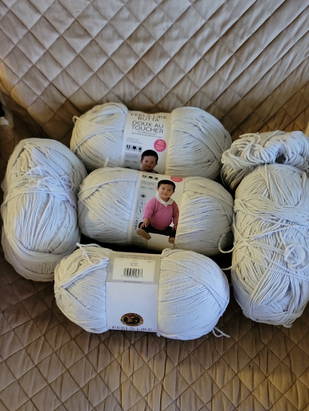 Lion Brand Soft Touch Baby Yarn Skeins - Pale Grey